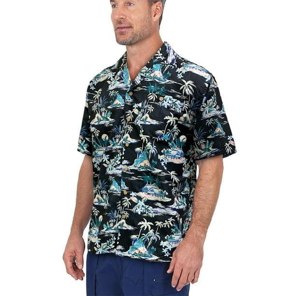 UZZI Mens Hawaiian Casual Button Down Short Sleeve Beach Party Shirt ...