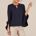 thumbnail image 1 of Elegante De Manga Larga Con Y Manga Larga Para Mujer Camisas Para Mujer L Yinane Blusa de gasa de mujer, 1 of 8