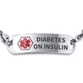 thumbnail image 2 of Diabetes On Insulin Identification Medical ID Miami Cuban Link Bracelet for Men 8.5 Inch Stainless Custom Engraved, 2 of 6