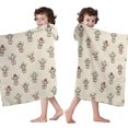 thumbnail image 4 of Beige Highland Cow Hat Scarf Pattern Hooded Bath Towel，60"x35" for Ages 3 To 12 Kids, Quick Dry Lightweight Soft Microfiber Hood Beach Towel Cover Up for Kids, 4 of 7