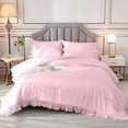 thumbnail image 5 of 1 Piece Luxury Vintage Ruffle Pattern Comforter By D.N.G. BEDDINGS Premium Super Soft, All Season, 800 Thread Count 100% Egyptian Cotton King/California King Size Light Pink Color, 5 of 8