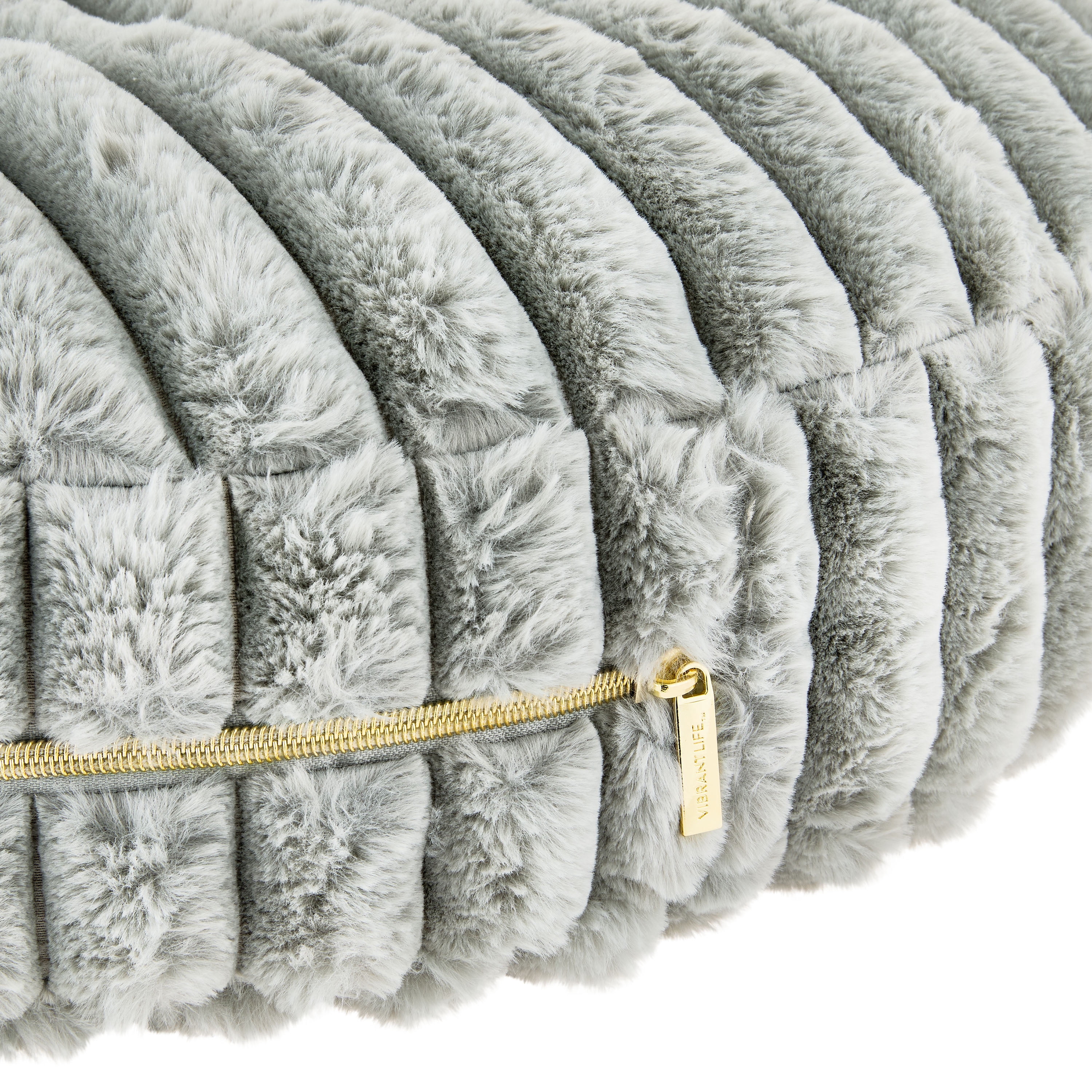 Vibrant Life Medium Round Ribbed Orthopedic Dog Bed, Gray, 24"