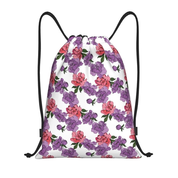 Fotbe Peonies Bolsa Mochila con Cordón Estampada, Bolsa de Gimnasio Deportiva, Bolsa Cinch, Bolsa con Cordón para Hombres y Mujeres-Small