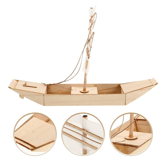 FRCOLOR Diy Wooden Sailboat Model Kit For Kids 1 Set Unfinished Wood Puzzle Boat Building Toy For Home Decor