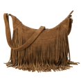 thumbnail image 1 of Bolso estilo hobo Sunwel Fashion con flecos, gamuza vegana, borla, marrón, 1 of 6
