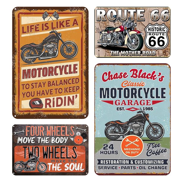 KIt Pintura Hierro Rectangular Placa Metal Vintage para Motocicleta 20x30cm 4 Uds.