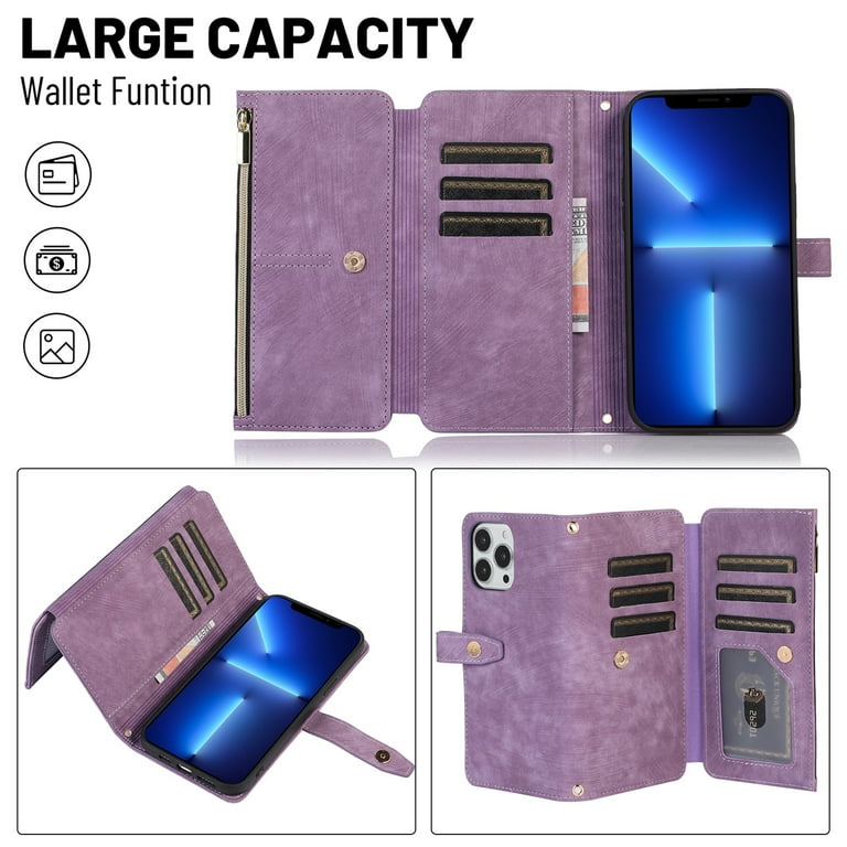 Dteck for Samsung Galaxy S22 Wallet Case, Magnetic 9 Card Slots