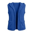 thumbnail image 5 of Hzzrkos Women Casual Loose Solid Color Sleeveless Hooded Button Up Patch Pocket Vest Cardigan Outerwear Jacket Blue, 5 of 9