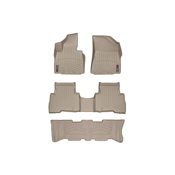 WeatherTech Custom Fit FloorLiners compatible with 2014-2015 Kia Sorento - Complete Set (1st, 2nd, & 3rd Row), Tan