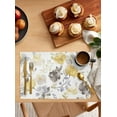 thumbnail image 2 of Flowers Placemats Set of 6, Yellow Gray Ink Floral Nature Cotton Linen Table Mats Non-Slip Washable Print Placemat for Holiday Banquet Dining Kitchen Table Decor, 2 of 6