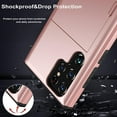 thumbnail image 6 of FIEWESEY for Samsung Galaxy S24 S24 Plus S24 Ultra Case, Dual Layer Protective Shockproof Pocket Credit Card License Rugged Sturdy Shell Slide Wallet Case for Samsung Galaxy S24 Ultra, Rose Gold, 6 of 8