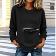 thumbnail image 4 of Crewneck Sweatshirts Women Loose Long Sleeve Solid Color Without Hood Fashion Casual Sweatshirt With Pocket For Everyday Ease Crew Neck Sweatshirts Women, 4 of 6