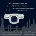 thumbnail image 2 of Gem Stone King 1.52 Cttw Blue Created Sapphire and Moissanite Wedding Engagement Ring Band Bridal Set for Women | 925 Sterling Silver | Cushion 6MM | Available in Size 5, 6, 7, 8, 9, 2 of 6