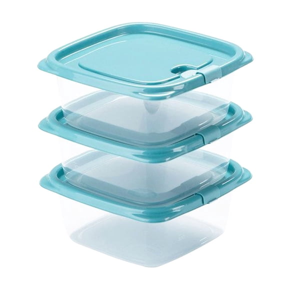 Juego de 3 recipientes de plástico transparente con tapas con cierre para el frigorífico, 460 ml, herméticos, para guardar sobras y aperitivos, diseño apilable que ahorra espacio.