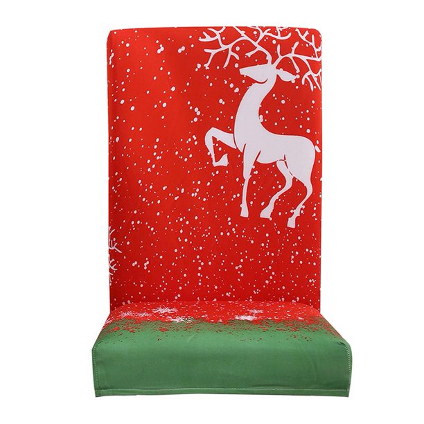 Funda extraíble para silla con estampado navideño, funda elástica para asiento de banquete (alce) Likrtyny Para estrenar