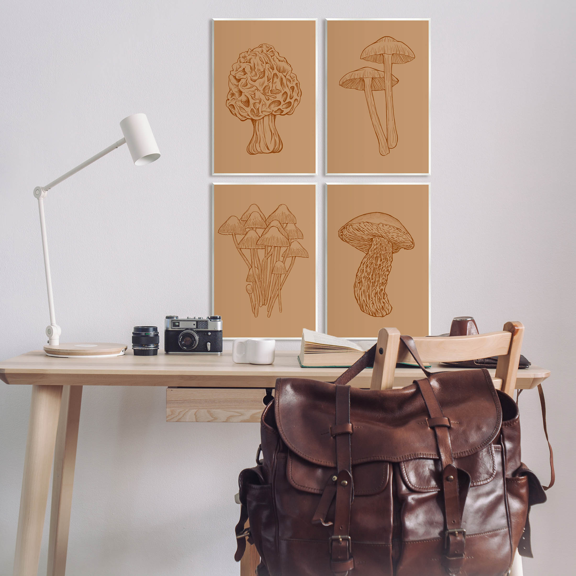 Stupell Industries Rustic Cottage Mushroom Sketches Graphic Art Unframed Art Print Wall Art, Set of 4, Design by Ziwei Li