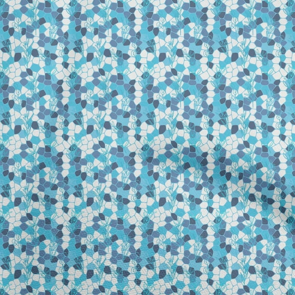 oneOone Polyester Spandex Medium Blue Fabric Leaves Diy Clothing Quilting Fabric Print Fabric By Yard 56 Inch Wide-aC