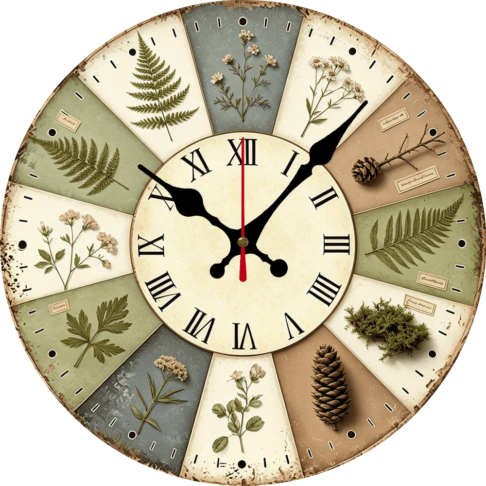 12 Vintage Wooden Wall Clock Retro Decorative Clock for Home Farmhouse