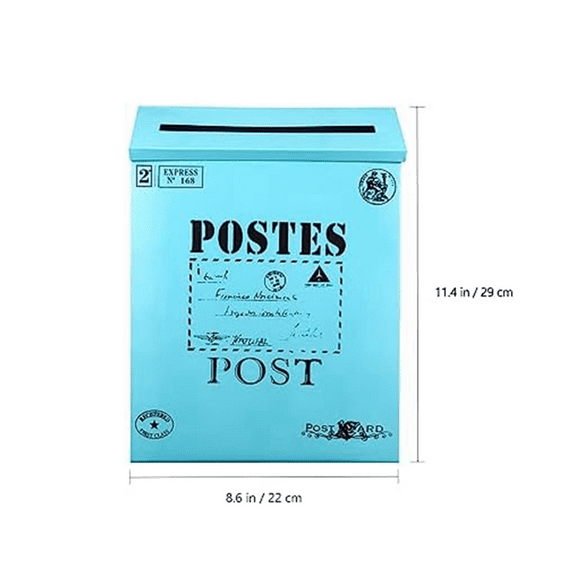 Mailbox Vintage Wall Mount Mailbox Post Letter Box for Outside Antique Metal Mailbox Rust Resistant Mail Holder Blue
