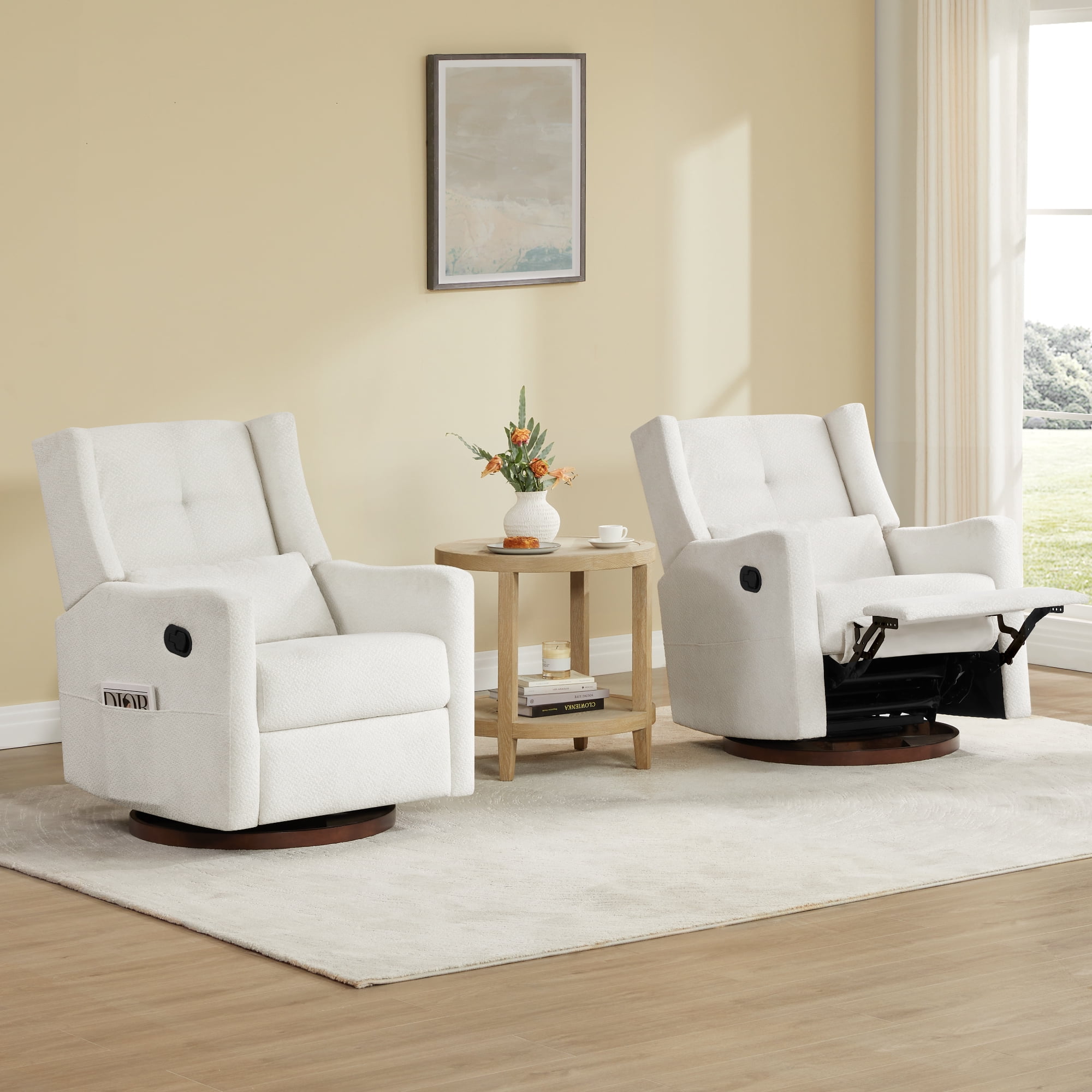 CHITA Manual Swivel Glider Recliner 360°Swivel Fabric Recliner Sofa for Living Room