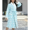 thumbnail image 2 of Defitshape Women's Fleece Robe Long Sleeve Plush Bathrobe Fuzzy Fleece Soft Thick Knee Length Winter Bath SPA Hotel Fall Warm V Neck Long Robe Light Blue Large, 2 of 5