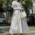 thumbnail image 6 of ZANZEA Womens Dresses Casual Plain Vintage Swing Puff Sleeve Long Dress, 6 of 6