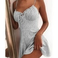 thumbnail image 3 of CAROOTU Femmes Été Bohemia Floral V-Cou Mini Robe Vacances Plage Courte Robe de Soleil, 3 of 7
