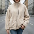 thumbnail image 4 of DYTTDG Women’s Fleece Zip-Up Jacket, Stand Collar Long Sleeve Sherpa Jacket with Chest Zipper Pocket & Front Patch Pockets, Casual Outerwear for Fall and Winter, 4 of 8