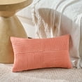 thumbnail image 5 of Fancy Homi 2 packs Coral Lumbar Decorative Throw Pillow Covers 12x20 inch for Living Room Couch, Rustic Farmhouse Boho Home Decor, Soft Striped Corduroy Rectangle Accent Peach Cushion Case 30x50 cm, 5 of 7