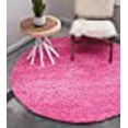 thumbnail image 3 of Unique Loom Solid Shag Modern Plush Area Rug 3' 3 x 3' 3 Round Bubblegum Pink, 3 of 15