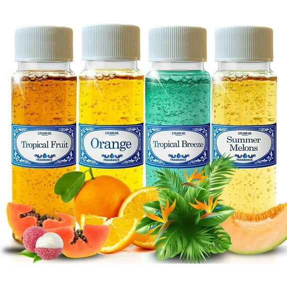 Tropical Scents Rainbow Vacuum Fragrances 2.0 fl oz 4 Pack, Orange, Tropical Fruits & Summer Melons, for Use in Water Vacuums