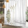 thumbnail image 5 of Asian Zen Stone Shower Curtain Spa Pebble Grass Reflection in Water Simple Japanese Bathroom Decor for Meditation 72x84 Inch Waterproof Fabric with Hooks, 5 of 5