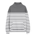 thumbnail image 5 of Yutgune Women's Striped Sweatshirt Long Sleeve Mock Neck Pullover Casual Relaxed Fit Top, 5 of 8