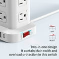 thumbnail image 2 of Power Strip Tower 12 Outlets with 4 USB Ports Surge Protector Electric Charging Station 6.5ft Cord, White, 2 of 8