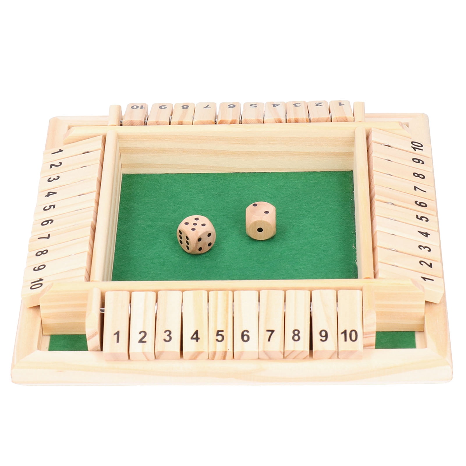 Shut The Box En Bois 4 Joueurs Avec 8 Dés – Jeu De Dés Mathématique Pour Enfants Et Adultes – Idéal Pour Soirées En Famille