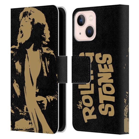 Head Case Designs Officially Licensed The Rolling Stones Mick Jagger Grunge Leather Book Wallet Case Cover Compatible with Apple iPhone 13 Mini