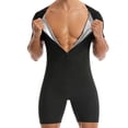 thumbnail image 2 of WMTBSRSW Short Sleeve Sauna Suits for Men Sauna Front Zipper One Piece Full Body Shaper for Yoga Workout Exercise Fitness Silver Small, 2 of 8