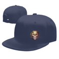 thumbnail image 4 of DouZhe Flat Brim Cap Snapback Hat, Steampunk Skull Prints Adjustable Blue Adult Baseball Cap, 4 of 6