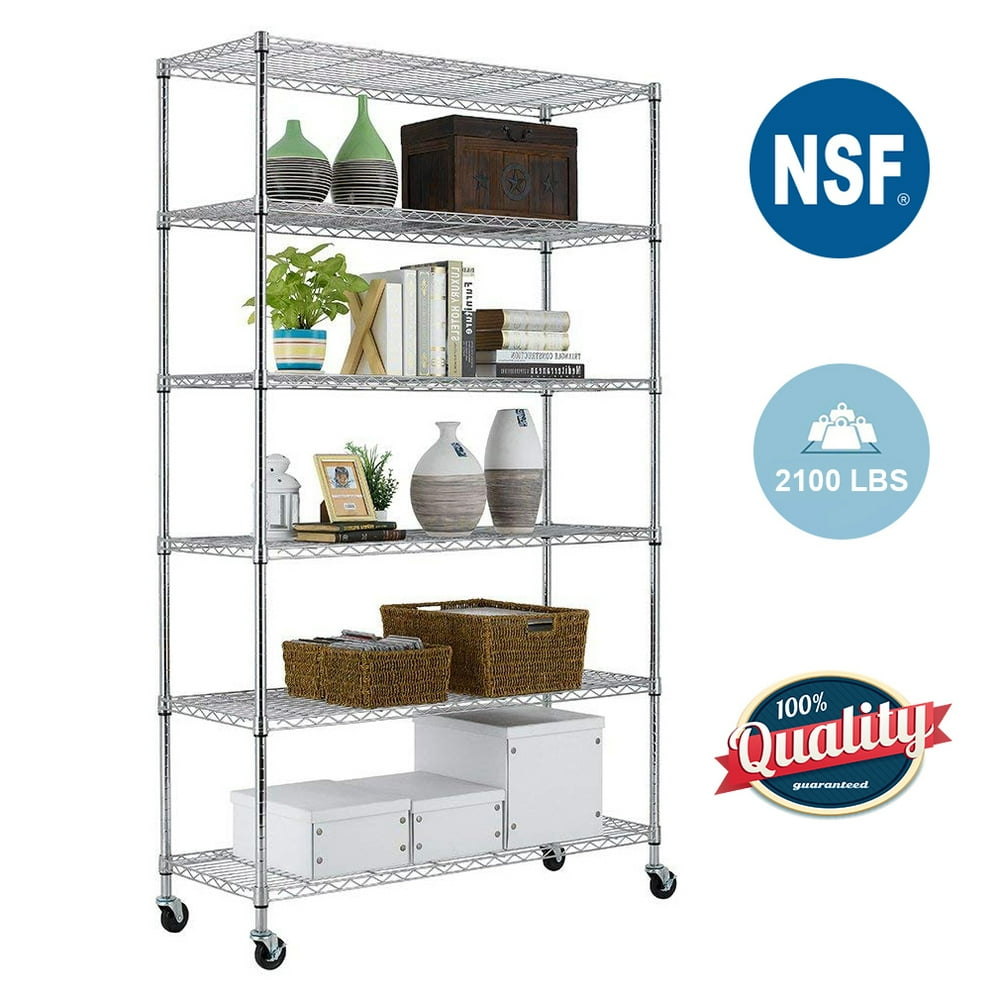 6 Tier Wire Shelving Unit Heavy Duty Height Adjustable NSF