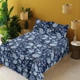thumbnail image 2 of Ambesonne Springtime Fitted & Flat Sheet with Sham 3 Pcs Set, Asian Leafy Branches Art, Twin, Dark Lavender Ceil Blue, 2 of 5