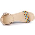 thumbnail image 4 of De mujer Plataforma Contraste Tirantes al tobillo Alpargatas Tacón de cuña Sandalias Beige 36, 4 of 6