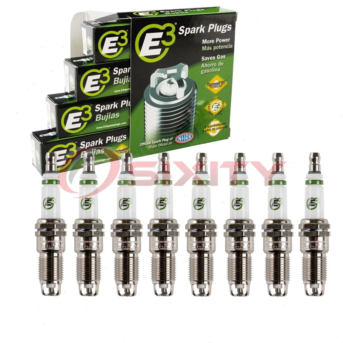 8 pc E3 Spark Plugs compatible with Chevrolet K2500 Suburban 5.7L 7.4L V8 1996-1999