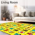 thumbnail image 2 of ODIKA 8'x10' Machine Washable Non-Slip Area Rug, Educational Animal Themed Letter Showcasing Diverse Fauna and Alphabet High Traffic Rug, Yellow, 699543, 2 of 7