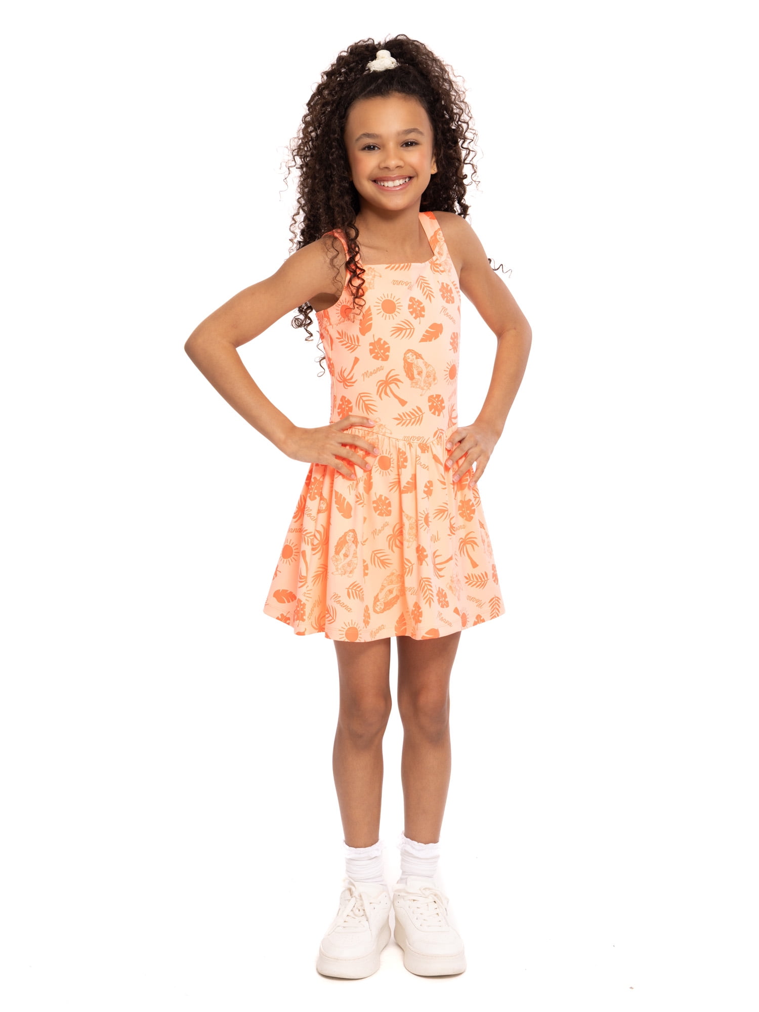 Moana Girls Active Sleeveless Dress with Built-In Shorts, Sizes 4-12