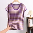 thumbnail image 2 of Taqqpue Chemises de Nuit Grande Taille pour Femmes - Hauts de Pyjama pour Femmes, Col Rond en Modal Rayé Sans Manches TG-5TG, 2 of 3