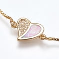 thumbnail image 3 of Adjustable Bracelets Slider Opal Cubic Zirconia Heart Gold Blue Pink 8.8" P503, 3 of 4