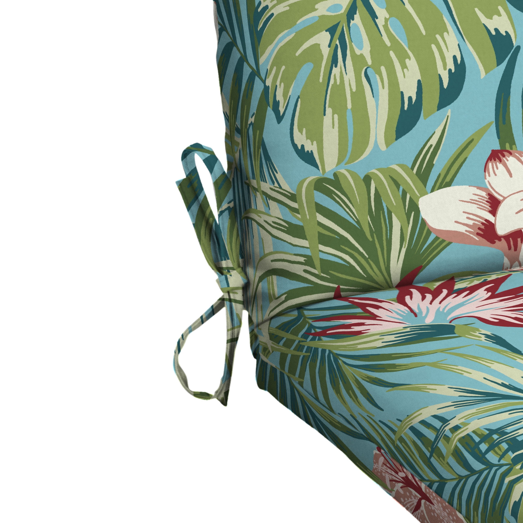 Mainstays 37"L x 19.5"W Turquoise Palm 1 Piece Rectangle Outdoor Chair Cushion