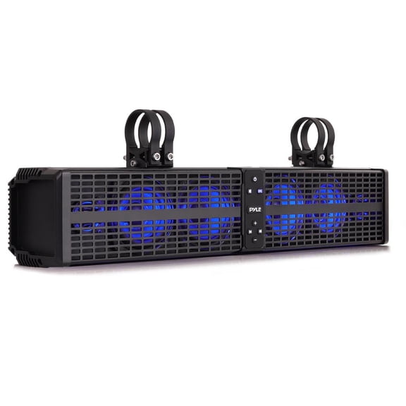 Pyle 24" Powered ATV/UTV Soundbar System – 40 Bluetooth Speakers with Built-in Amplifier, Waterproof Weatherproof Design, LED Lights, Wireless BT Streaming & AUX Input