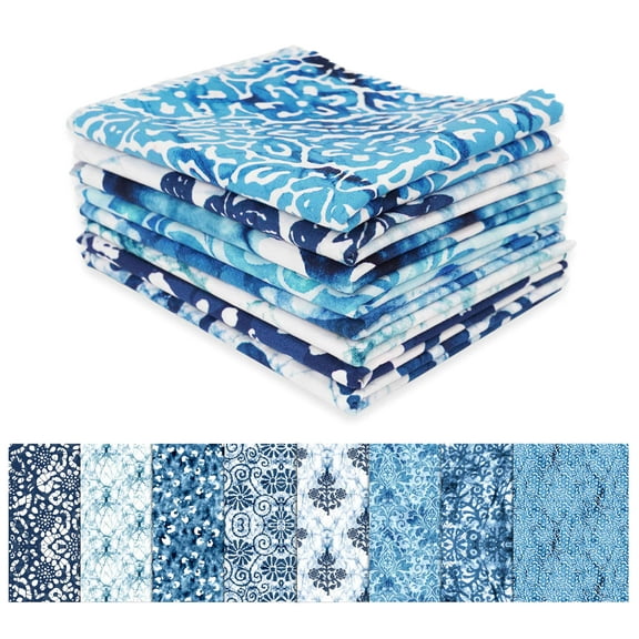 Soimoi 8 Pc Fat Quarter Bundle,BatikPrint 18"x 22"DIY Patchwork-100% CottonPre-Cut Quilting Fabric Medium Blue