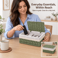 thumbnail image 4 of MEHOOM Small Wicker Storage Baskets with Lids, Set of 3 Handwoven Paper Rope Decorative Baskets with Washable Cotton Liners for Shelves and Tabletops, Green, 4 of 10